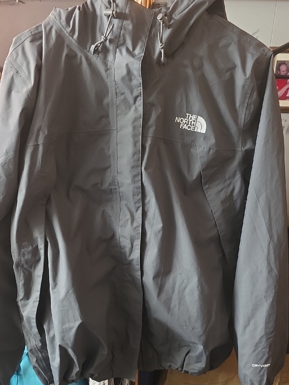 The North Face Gray Hooded Shell Jacket with White Logo